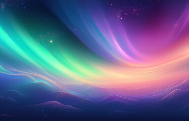 Celestial Aurora Display: Magical Night Sky Landscape