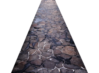 black stone paths with isolated edges on white background isolated
