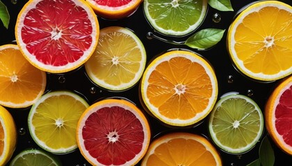 Fresh colorful citrus fruit mix with lemon lime orange and grapefruit slices