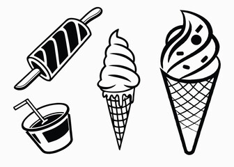 Ice Cream & Popsicle Icon Set – Silhouette Vectors for Menus, Stickers & Summer Branding