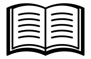 開いたノートアイコン – 学習や記録を表すシンプルな線画デザイン