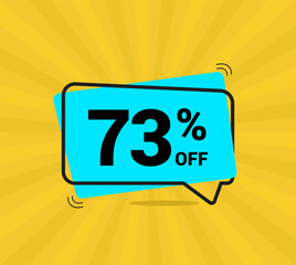 73% OFF sale, seventy three percent. Coupon of Discount Price. Discount promotion. Banner for One percent off offers. Yellow and blue Design. Vector illustration.