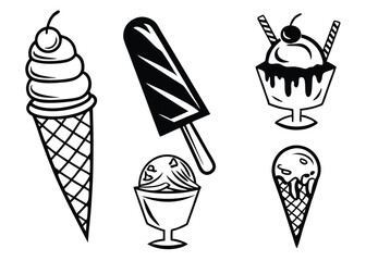 Ice Cream & Popsicle Icon Set – Silhouette Vectors for Menus, Stickers & Summer Branding