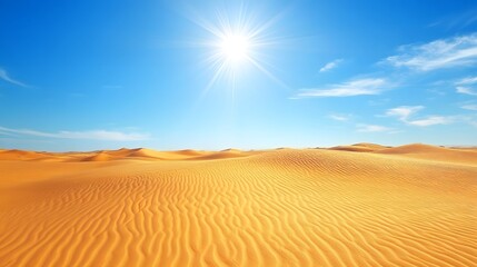 Fototapeta premium Expansive desert landscape under a vibrant sky.