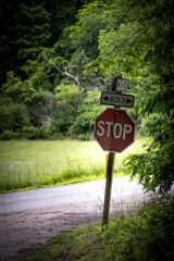 stop sign on country road