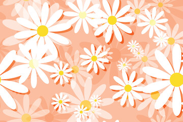 Seamless floral pattern with White and orange flowers on Pink Background, perfect for nature-inspired design and spring illustration