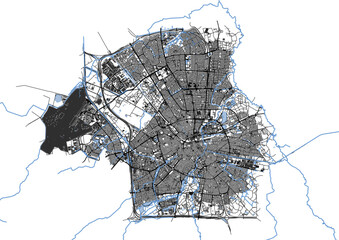 Complete Vector Map of Eindhoven – Detailed Highways, Buildings, and Waterways Layout in Editable SVG Format for Urban Planning and GIS Projects
