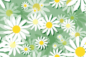 Seamless vector floral pattern with daisies, perfect for spring and summer nature-inspired designs