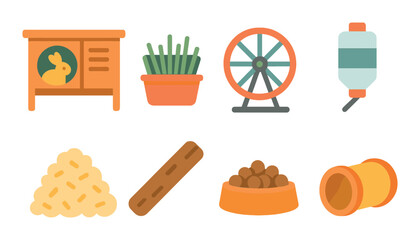 Pet care flat icon set. animal care and pet supply symbols