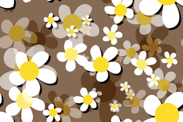 Seamless vector floral pattern with daisies, perfect for spring and summer nature-inspired designs