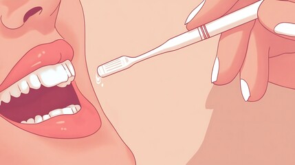 Dental Care Woman applying teeth whitening serum enjoying spa like experience Explore variation Family brushing their teeth together bathroom Dentist examining patient's teeth gentle touch Close up of