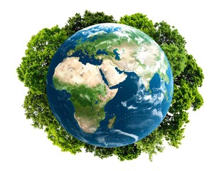 Earth surrounded by lush foliage