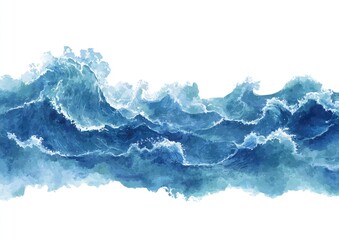 Abstract Watercolor Ocean Waves Background