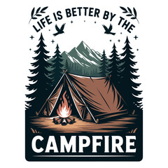 Camping Adventure T-Shirt Design | Outdoor Wilderness Hiking & Nature Lover Graphic