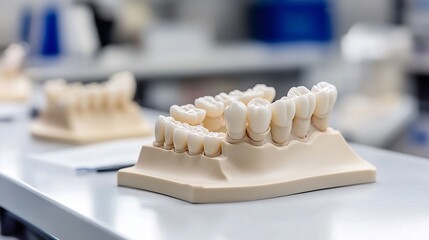 Dental Laboratory highly organized dental laboratory technician crafting intricate dental prosthetics Explore variation 3D Printing Dentistry Artisanal Dental Lab traditional technique High Tech