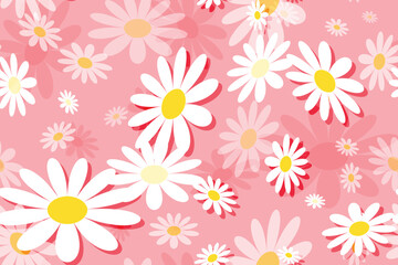 Seamless vector floral pattern with daisies, perfect for spring and summer nature-inspired designs