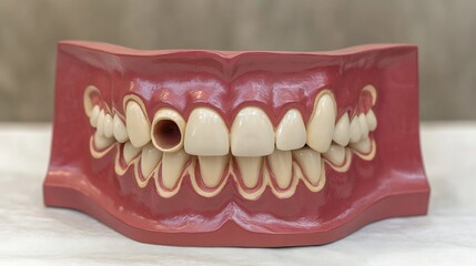 Dental model cavities highlighted used for educational purposes