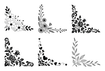 Six elegant floral corner designs for decoration