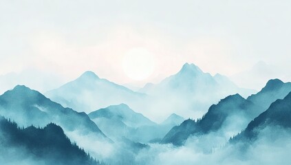 Obraz premium Misty Mountain Sunrise Panorama