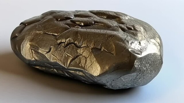 Abstract Metallic Nugget Displayed on a Clean Surface, a Studio Shot with Precision