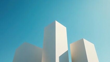 White Cubic Buildings Against Blue Sky