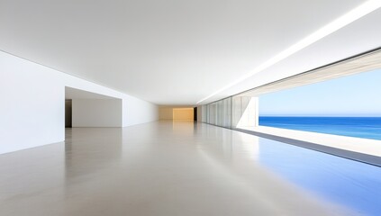 Empty Modern Coastal Home With Ocean View