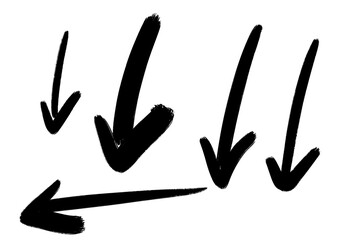 Obraz premium black ink brush directional pointing arrow on transparent background