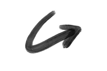 black ink brush directional pointing arrow on transparent background