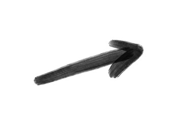 black ink brush directional pointing arrow on transparent background