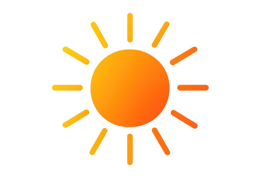 Bright orange sun shining with transparent background, perfect for summer, heat, and weather-related projects