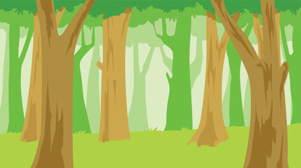 silhouettes of trees in the forest on a sunny summer day, nature background in flat style
