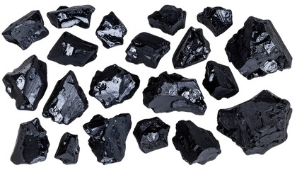 Dark rocks arranged on white background