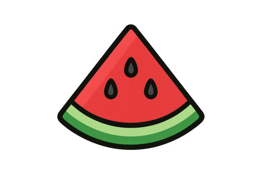 recommend clip art: Cartoon watermelon slice icon with transparent background, representing summer, freshness, and healthy eating