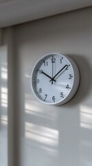 Minimal White Wall Clock With Shadows
