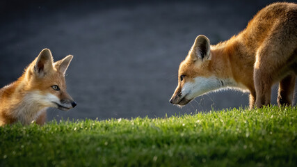 A pair of foxes sizing each other up