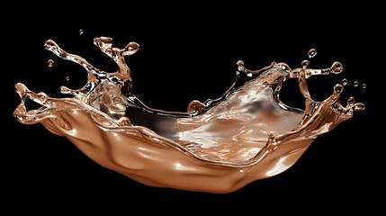 Detailed splash of a bronze liquid against a black background.