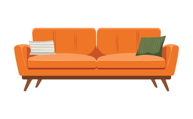 Modern Orange Couch Living Room Interior Design