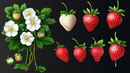 Strawberry Blossom and Berries Collection: A Delightful Visual Guide to Strawberries