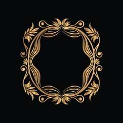 Vector golden frame. Elegant element for design in Eastern style, place for text. Floral golden border. Lace illustration for invitations and greeting cards.