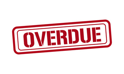 OVERDUE red stamp text vector, rubber stamp