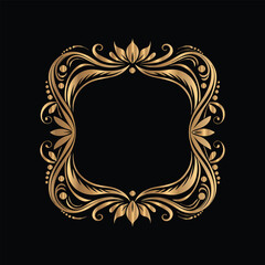 Vector golden frame. Elegant element for design in Eastern style, place for text. Floral golden border. Lace illustration for invitations and greeting cards.