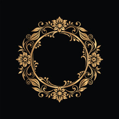 Vector golden frame. Elegant element for design in Eastern style, place for text. Floral golden border. Lace illustration for invitations and greeting cards.