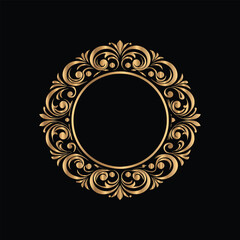 Vector golden frame. Elegant element for design in Eastern style, place for text. Floral golden border. Lace illustration for invitations and greeting cards.