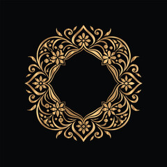 Vector golden frame. Elegant element for design in Eastern style, place for text. Floral golden border. Lace illustration for invitations and greeting cards.