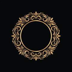 Vector golden frame. Elegant element for design in Eastern style, place for text. Floral golden border. Lace illustration for invitations and greeting cards.