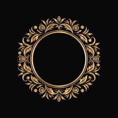 Vector golden frame. Elegant element for design in Eastern style, place for text. Floral golden border. Lace illustration for invitations and greeting cards.