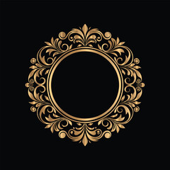 Vector golden frame. Elegant element for design in Eastern style, place for text. Floral golden border. Lace illustration for invitations and greeting cards.