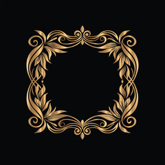 Vector golden frame. Elegant element for design in Eastern style, place for text. Floral golden border. Lace illustration for invitations and greeting cards.