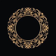 Vector golden frame. Elegant element for design in Eastern style, place for text. Floral golden border. Lace illustration for invitations and greeting cards.
