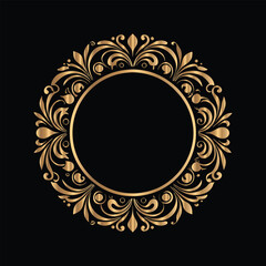 Vector golden frame. Elegant element for design in Eastern style, place for text. Floral golden border. Lace illustration for invitations and greeting cards.